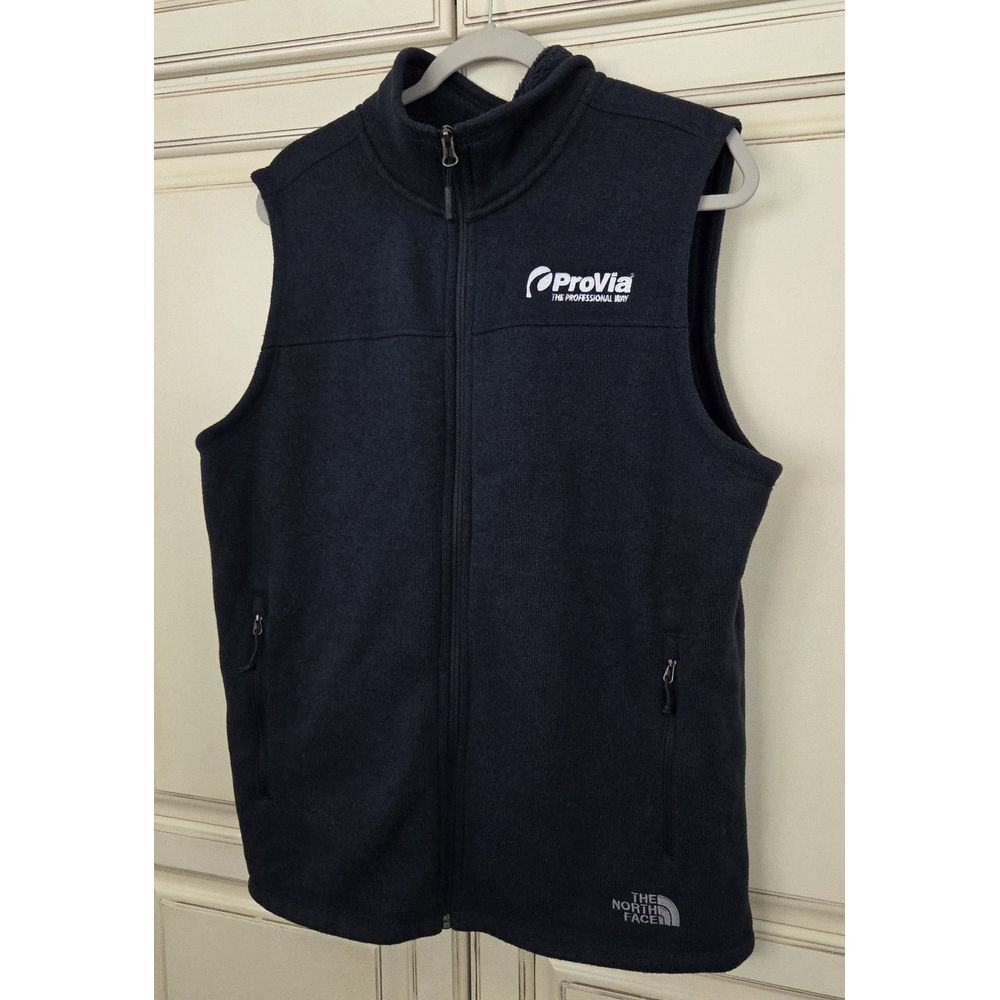 Men's The North Face Fleece Vest Large Blue Full Zip Business‎ Logo